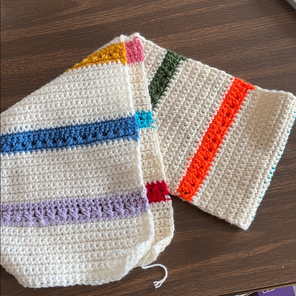 Handknit scarf Homemade Colorful Rainbow